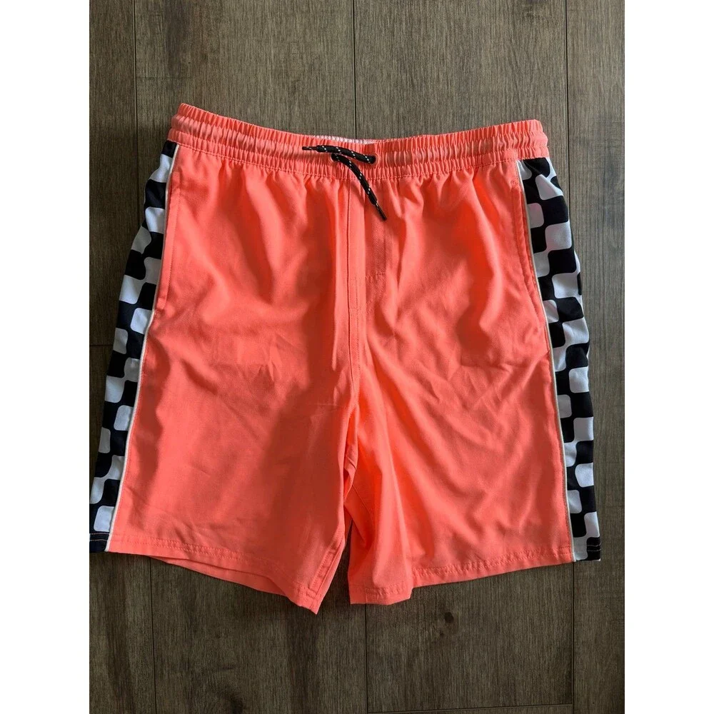 Boys neon swim trunks with mesh lining